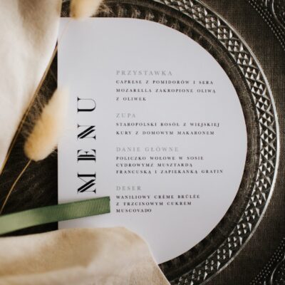 Minimalistyczne menu w kształcie półkola