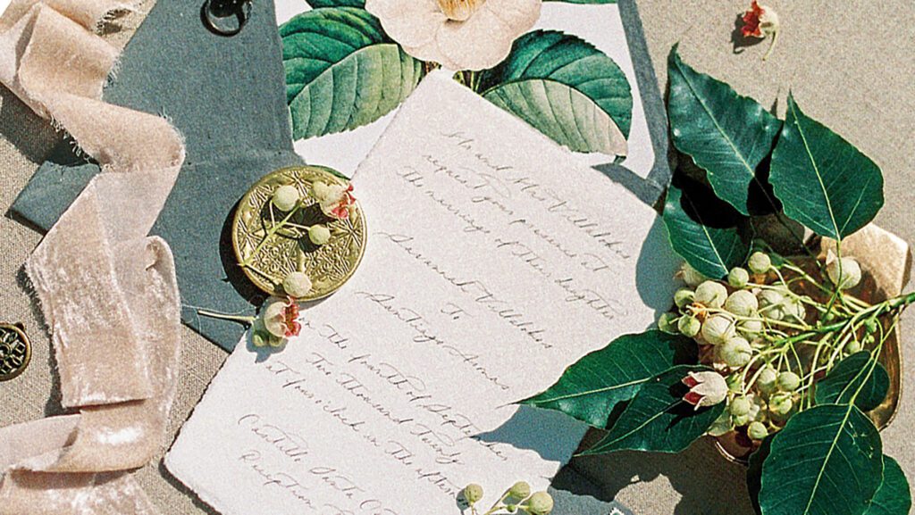 Zaproszenia ślubne w kolorze butelkowej zieleni